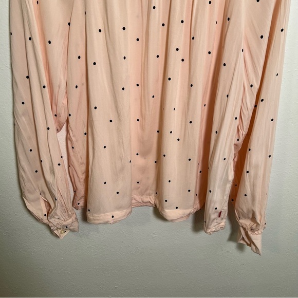 Levi’s Blouse Light Pink Black Polka Dots Long Sleeve L - Picture 5 of 12